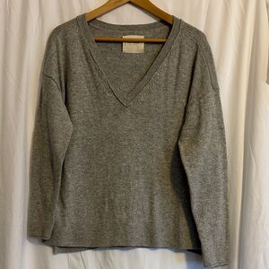 Lucky Brand Los Angeles Gray V-Neck‎ Long Sleeve Knit Sweater Top - Med